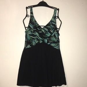 NWT! Black & Green leaves one piece bathing suit